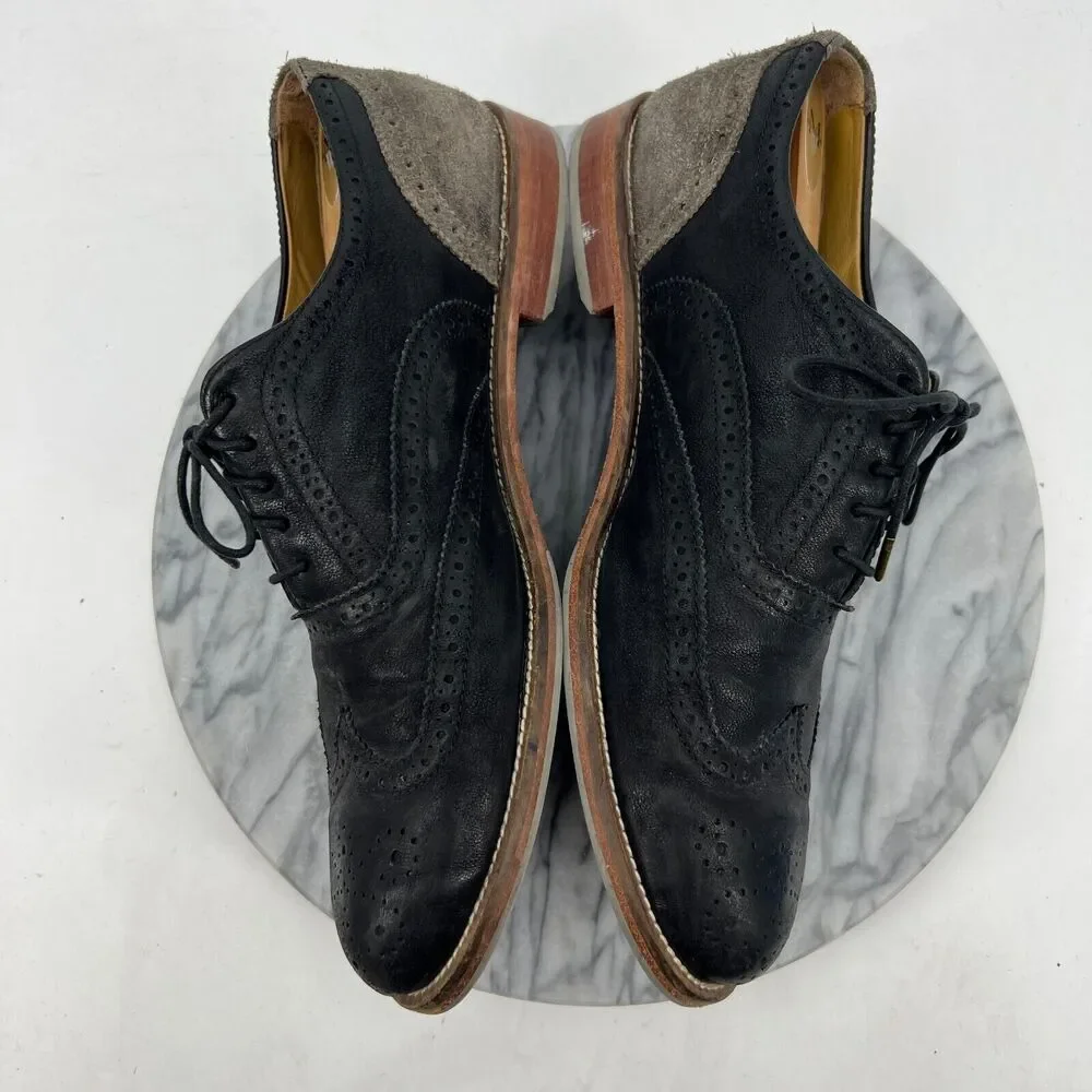 J Shoes Oxford Men 11 Black Charlie Plus Wingtip Drizzle Leather Brogue Business